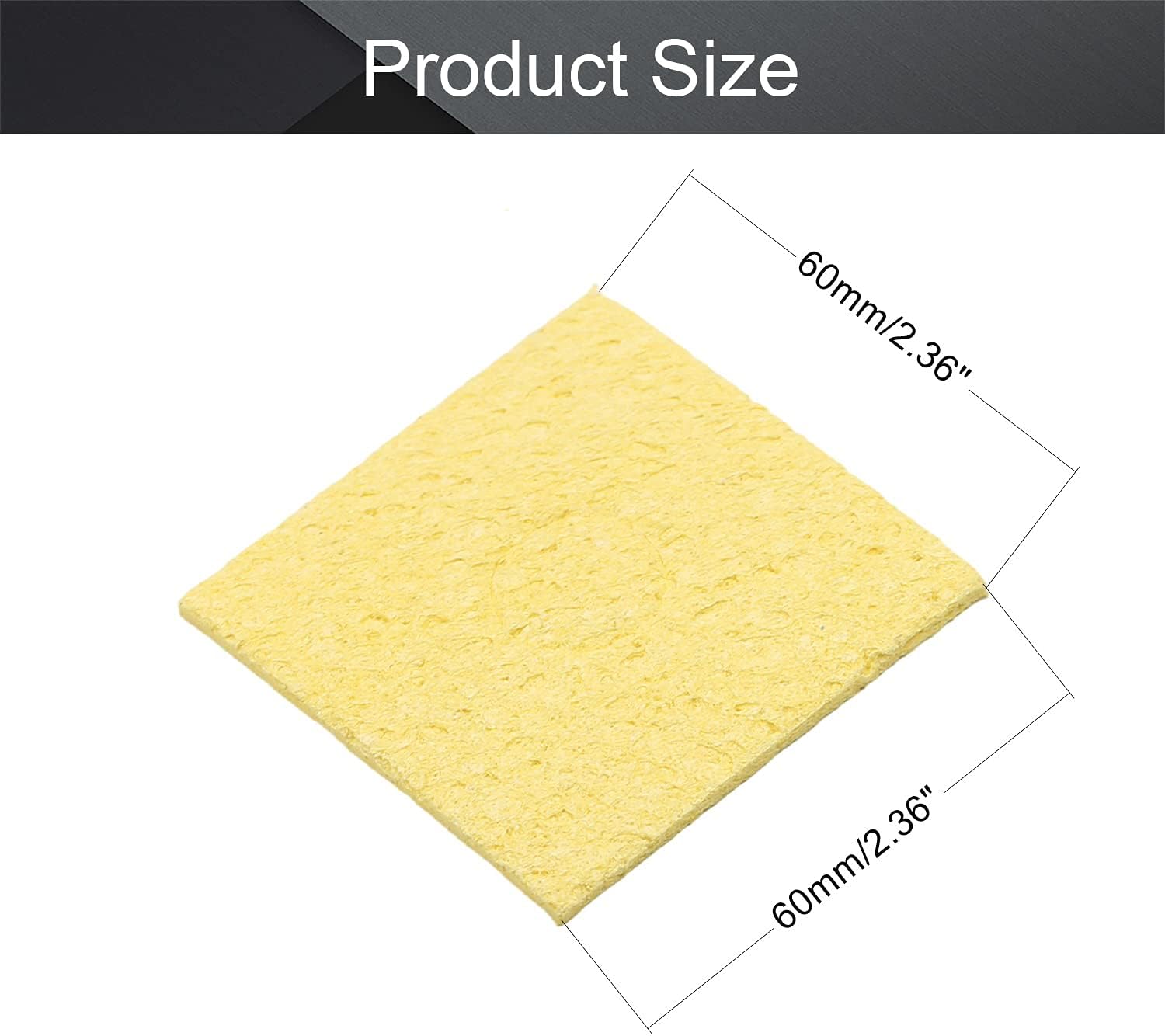 Picture of 2pcs Soldering Sponge 60mm x 60mm for Iron Tips, Soldering Iron Cleaning Sponge Solder Tip Welding Clean Pads, Yellow Square