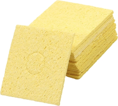 Picture of 2pcs Soldering Sponge 60mm x 60mm for Iron Tips, Soldering Iron Cleaning Sponge Solder Tip Welding Clean Pads, Yellow Square