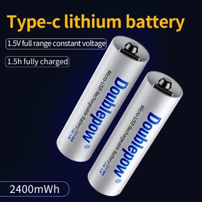 Picture of 1.5V Type C 2400mWh lithium Li-Ion 1.5 volt battery size aa rechargeable battery with Micro Type C- 1pcs