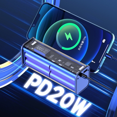 Picture of Professional PD22.5W DIY Battery Charger Case Fast Charging Case for 8PCS 18650 Polymer 20000mA(Rated) 16500mAh(Estimated Real) Battery Charging Power Bank Box Battery Charger (Full Setup With Battery)