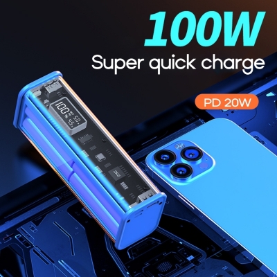 Picture of Professional PD22.5W DIY Battery Charger Case Fast Charging Case for 8PCS 18650 Polymer 20000mA(Rated) 16500mAh(Estimated Real) Battery Charging Power Bank Box Battery Charger (Full Setup With Battery)
