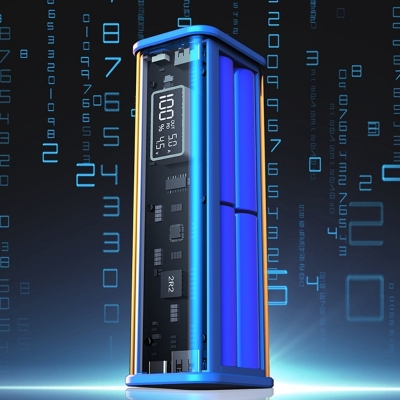 Picture of Professional PD22.5W DIY Battery Charger Case Fast Charging Case for 8PCS 18650 Polymer 20000mA(Rated) 16500mAh(Estimated Real) Battery Charging Power Bank Box Battery Charger (Full Setup With Battery)