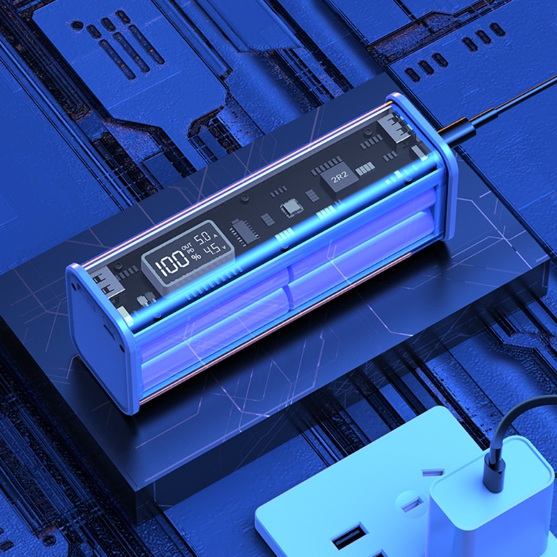 Picture of Professional PD22.5W DIY Battery Charger Case Fast Charging Case for 8PCS 18650 Polymer 20000mA(Rated) 16500mAh(Estimated Real) Battery Charging Power Bank Box Battery Charger (Full Setup With Battery)