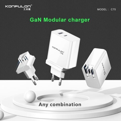 Picture of Konfulon GaN 65W super fast charger small size folding pin design mobile phone laptop charger combination EU&US