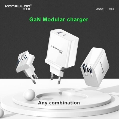 Picture of Konfulon GaN 65W super fast charger small size folding pin design mobile phone laptop charger combination EU&US
