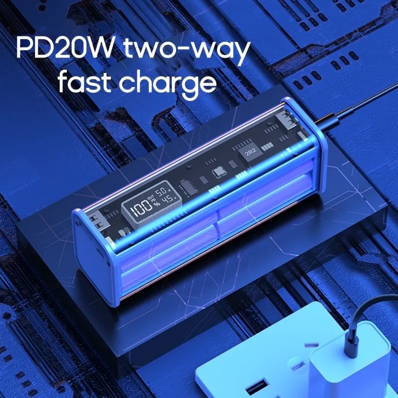 Picture of PD22.5W DIY Battery Charger Case Fast Charging Case for 8PCS 18650 20800mA Battery Charging Power Bank Box Battery Charger (Without Battery)