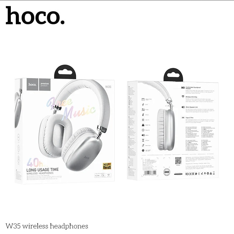 Picture of Hoco Headphones W35 Sound Magic Bluetooth Wireless Wired Headphone Hoco W35 Wireless Headphone - Silver