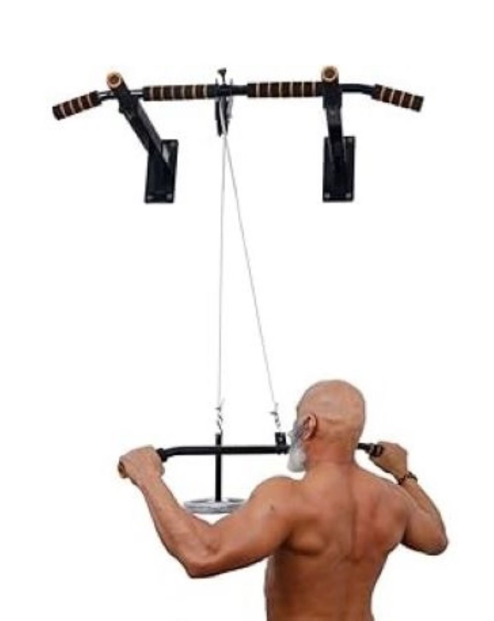 Picture of Wall Mounted Pull Up Chin Up Bar With Pulley 5kg Weight Plate & Equipments - Sports & Fitness