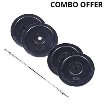 Picture of 30kg Weight Lifting Set With 3 Feet Bar  (Combo offer) - Sports & Fitness