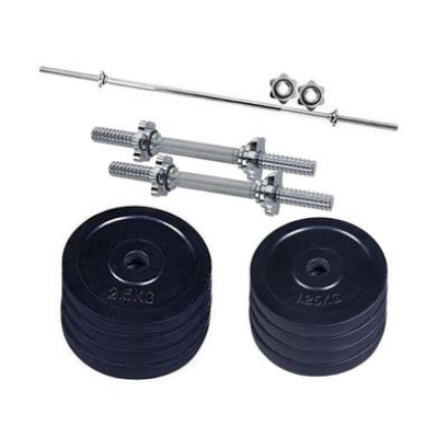 Picture of Total 15 kg Dumbbell Combo Pack ( 4pcs 1.25kg Plate 4pcs 2.5 kg Plate with 2pcs 11 inch Stick & 3 feet Barbell - Sports & Fitness