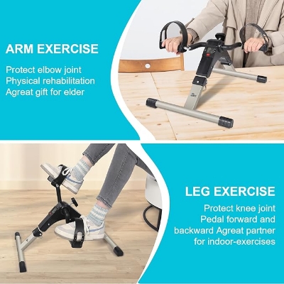Picture of Mini Exercise Cycle/Portable Folding Arm & Leg Pedal Exerciser With Digital Lcd Display Home Indoor Mini Exercise Bike Resistance Adjustable - Sports & Fitness