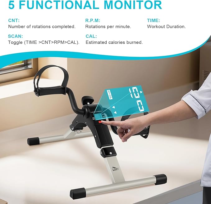 Picture of Mini Exercise Cycle/Portable Folding Arm & Leg Pedal Exerciser With Digital Lcd Display Home Indoor Mini Exercise Bike Resistance Adjustable - Sports & Fitness