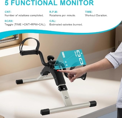 Picture of Mini Exercise Cycle/Portable Folding Arm & Leg Pedal Exerciser With Digital Lcd Display Home Indoor Mini Exercise Bike Resistance Adjustable - Sports & Fitness