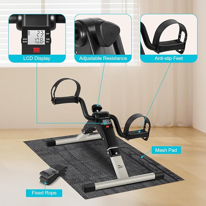 Picture of Mini Exercise Cycle/Portable Folding Arm & Leg Pedal Exerciser With Digital Lcd Display Home Indoor Mini Exercise Bike Resistance Adjustable - Sports & Fitness