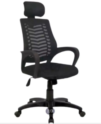 Picture of CW-EC-05PB (V-mash Black Revolving Chair with Headrest) - chair