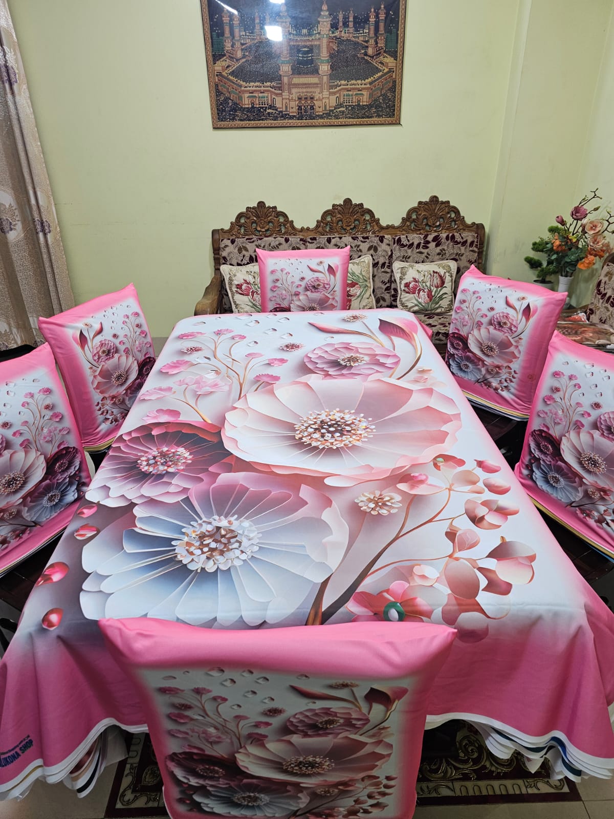 Picture of Digital 3D Print Dining Table Cloth Runner And 6 Chair Cover Set - A Touch Of Elegance To Your Dining Table With Digital Print Tablecloth Runner And Chair Cover Set