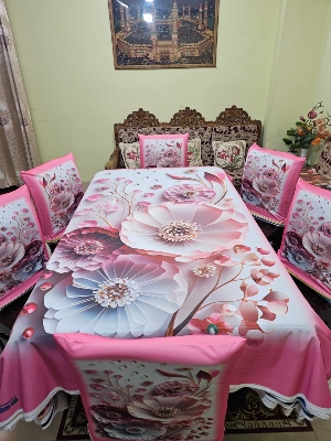 Picture of Digital 3D Print Dining Table Cloth Runner And 6 Chair Cover Set - A Touch Of Elegance To Your Dining Table With Digital Print Tablecloth Runner And Chair Cover Set