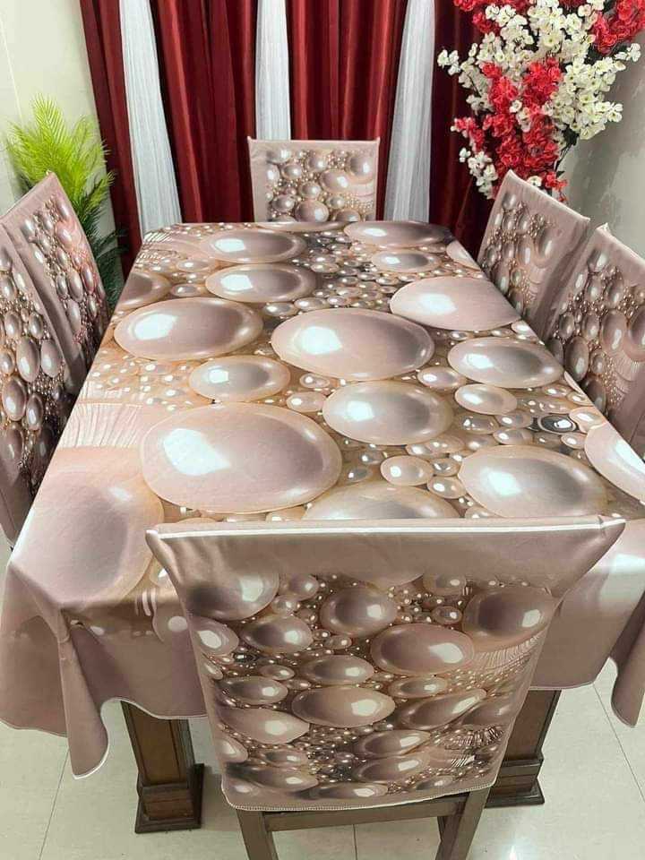 Picture of Digital 3D Print Dining Table Cloth Runner And 6 Chair Cover Set - A Touch Of Elegance To Your Dining Table With Digital Print Tablecloth Runner And Chair Cover