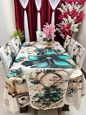 Picture of Digital 3D Print Dining Table Cloth Runner And 6 Chair Cover Set - A Touch Of Elegance To Your Dining Table With Digital Print Tablecloth Runner And Chair Cover