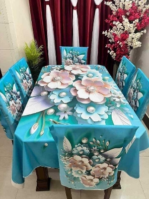 Picture of Digital 3D Print Dining Table Cloth Runner And 6 Chair Cover Set - A Touch Of Elegance To Your Dining Table With Digital Print Tablecloth Runner And Chair Cover