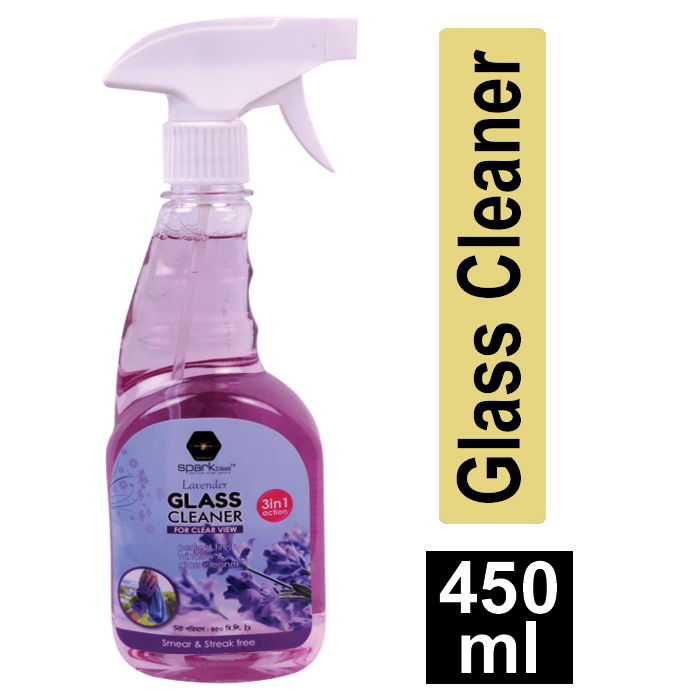 Picture of Spark bliss Glass Cleaner Spray Ultra Shine Formula for TV, Electronics, Fridge, Laminated Furniture, Mirror, Car Windshield - Lavender glass cleaner - 450ml