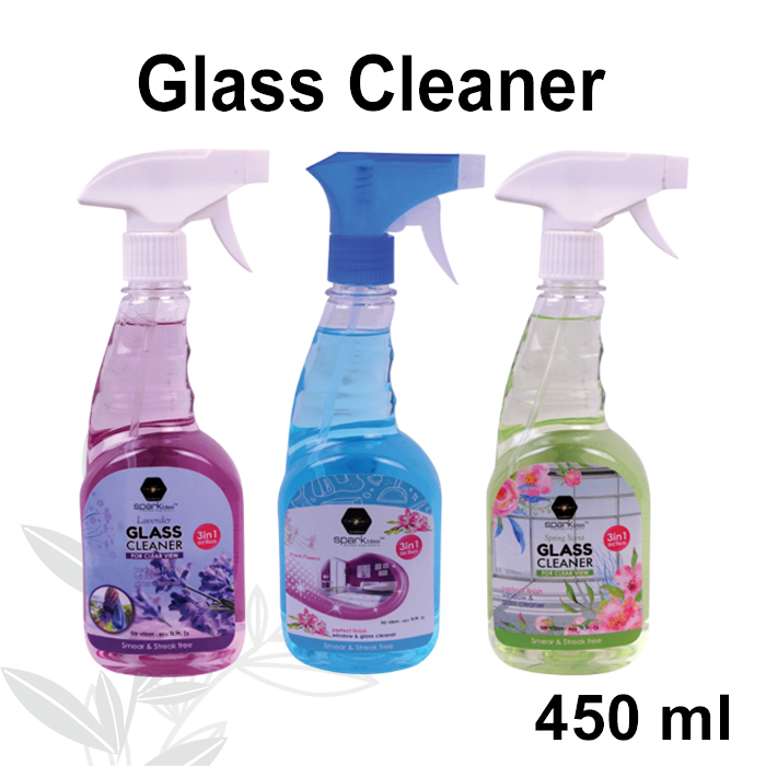 Picture of Spark bliss Glass Cleaner Spray Ultra Shine Formula for TV, Electronics, Fridge, Laminated Furniture, Mirror, Car Windshield - Lavender glass cleaner - 450ml