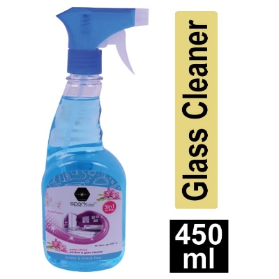 Picture of Spark bliss Blue Glass Cleaner Spray Ultra Shine Formula for TV, Electronics, Fridge, Laminated Furniture, Mirror, Car Windshield - glass cleaner - 450ml