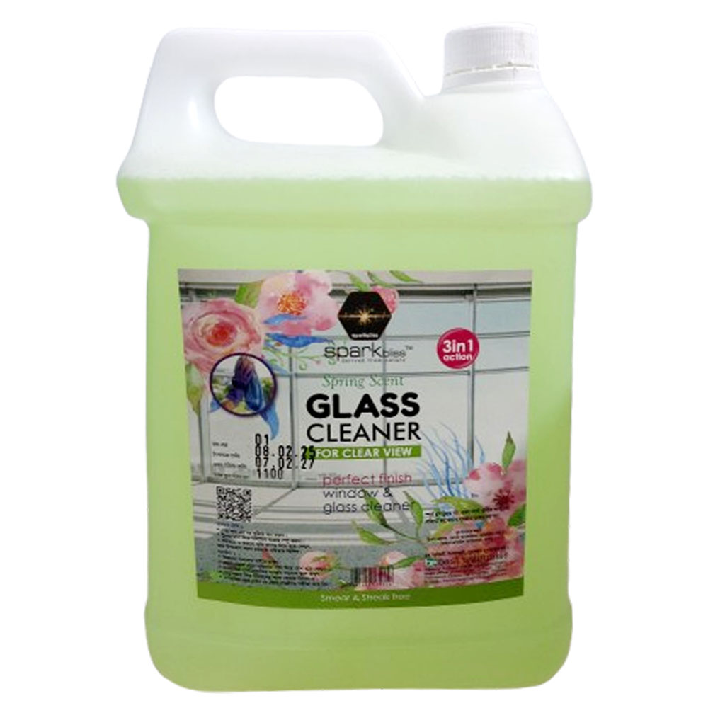 Picture of Spark bliss Glass Cleaner Spray Spring Scent Ultra Shine Formula for TV, Electronics, Fridge, Laminated Furniture, Mirror, Car Windshield - glass cleaner - 5000ml