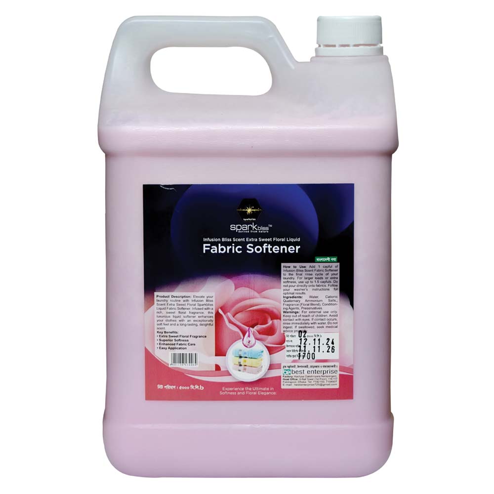 Picture of Sparkbliss Liquid Softener Sweet & Floral Brightener Fabric Conditioner & Long lasting Fragrance- 5Ltr