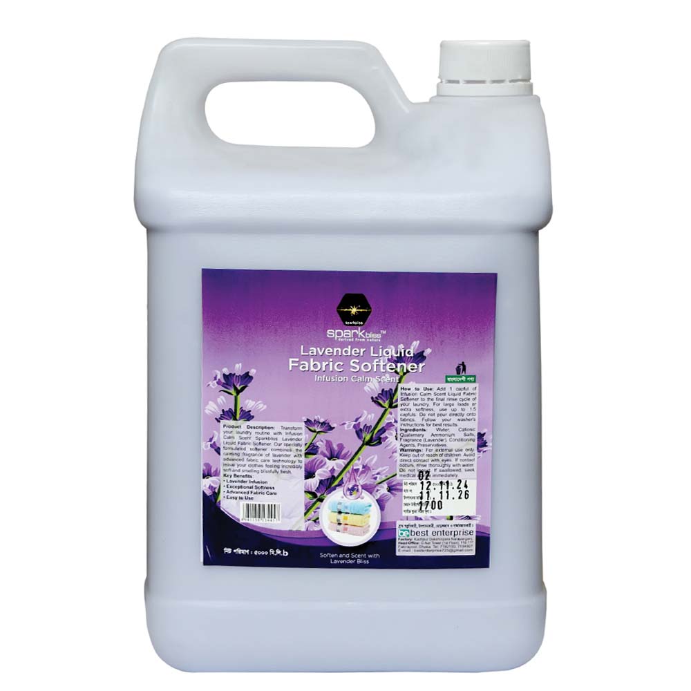 Picture of Sparkbliss Liquid Softener Lavender Infusion Clam Scent Brightener Fabric Conditioner & Long lasting Fragrance- 5Ltr