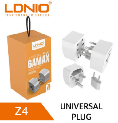 Picture of LDNIO Z4 Universal Plug Adapter ABS VO with UK/EU/US/AU Pin & 2 Universal Socket (6A)