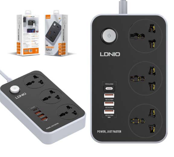Picture of LDNIO SC3412 38W PD20W Power Strip 3 Socket Outlets and 3 QC 3.0 USB