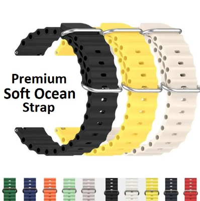 Picture of 20mm Premium Soft Ocean Silicone Strap For Amazfit Bip 3/ Bip 3 Pro/ GTS 3/ GTS 4/ GTS 4 Mini - Haylou RS4/ RS4 Plus/ RS4 Max/ - Kieslect Lora/ Lora 2/ - Colmi C60/ P28/ P28 Plus/ P45 Smartwatch -Smart Watch Belt