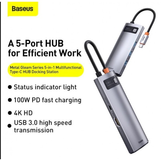 Picture of BASEUS Metal Gleam Series 5-in-1 Multifunctional Type-C HUB Docking Station