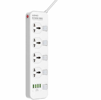 Picture of LDNIO SC4408 Power Strip With 4 Sockets & 4-Port USB Charger