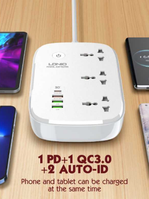 Picture of LDNIO SCW3451 DEFENDER SERIES - WiFi Smart Power Strip 3 Socket 4 USB