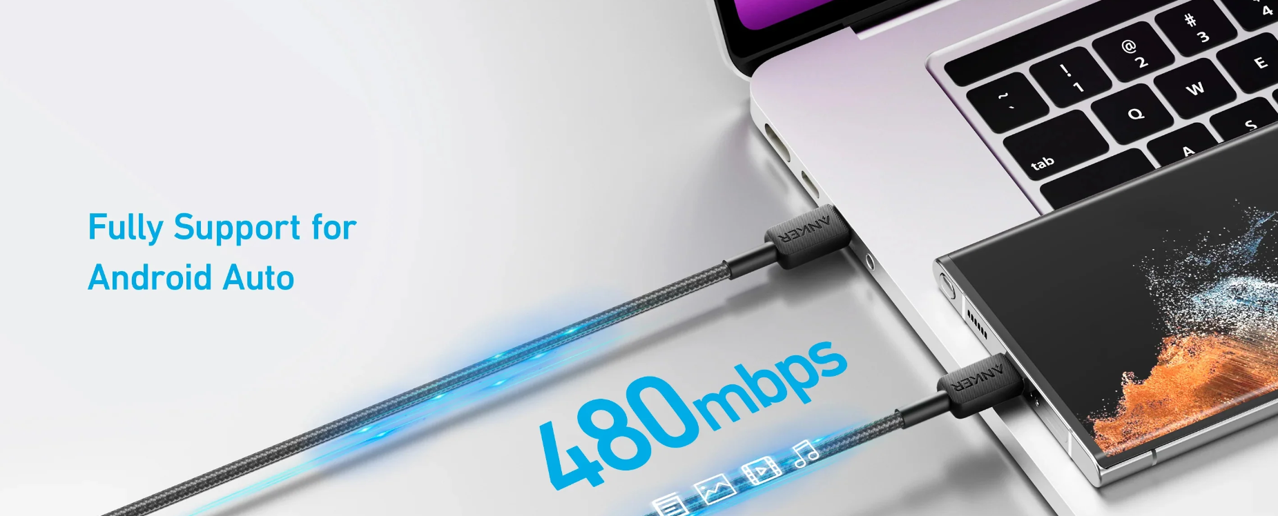 Picture of Anker 322 PowerLine USB C to USB C Braided 3ft/0.9m 60W Cable A81F5