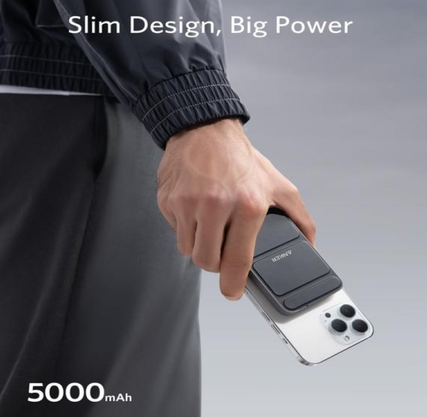 Picture of Anker A1614 Magnetic Power Bank 5000mAh Foldable Magnetic Wireless Portable Charger with Stand