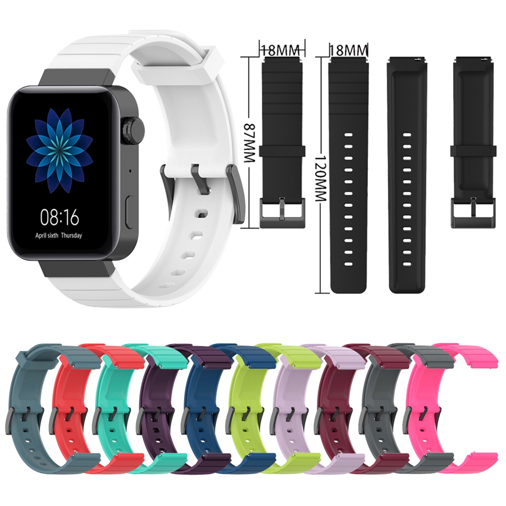 Picture of 18mm Replacement Silicone Solid Color Watchband Strap For Smartwatch.
