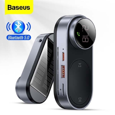 Picture of Baseus Solar Car FM Transmitter Modulator Bluetooth 5.0 Wireless MP3 Player USB Car Charger AUX Handsfree Car Kit