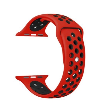 Picture of 42mm/44mm Soft Fashion Silicone Replacement Strap For Smart Watch-Red&Black - Watch Strap - Smart Watch Belt