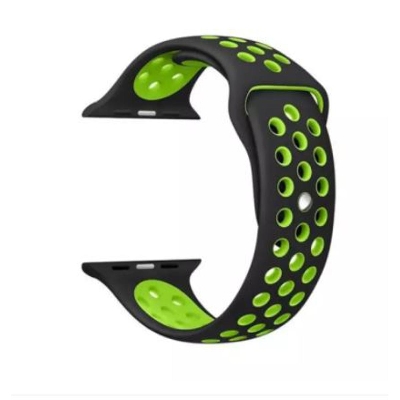Picture of 42mm/44mm Soft Fashion Silicone Replacement Strap For Smart Watch- Black&Green