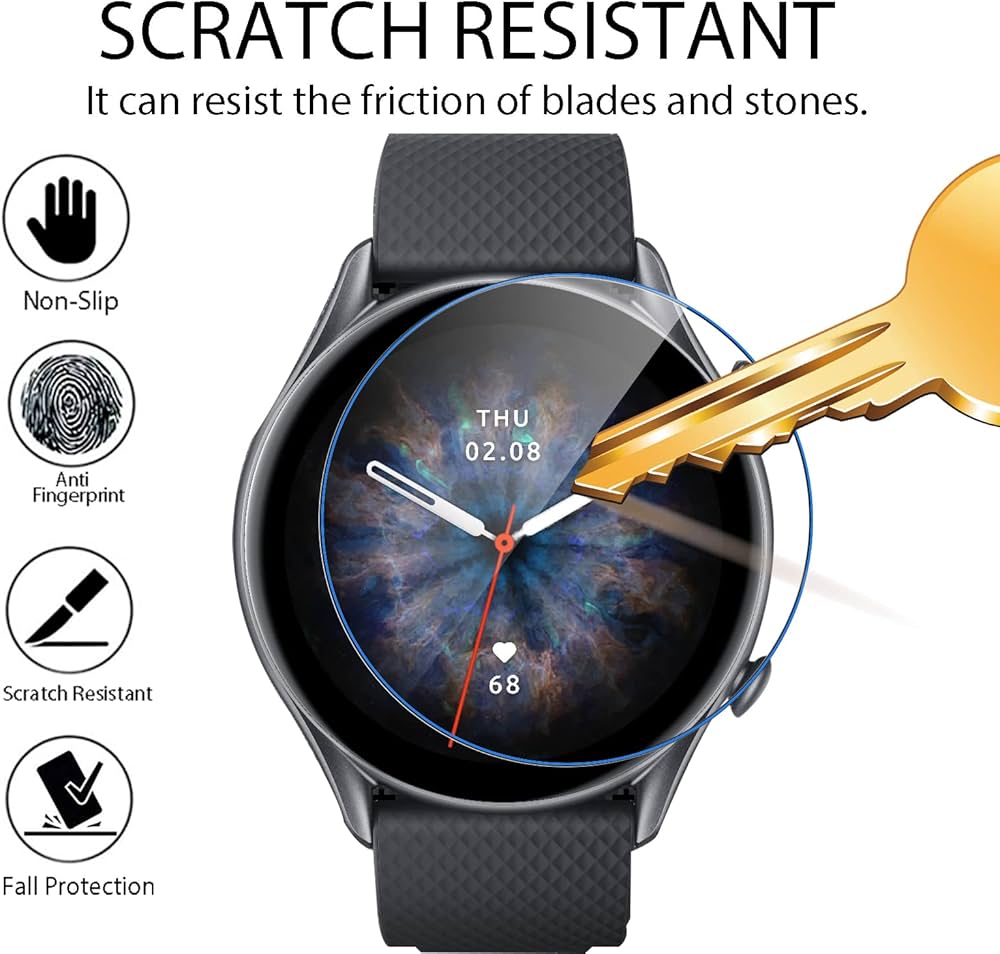 Picture of AmazFit GTR 3 Pro Smart Watch Screen Protector Glass, Anti-Scratch Ultimate Protection for Your Watch