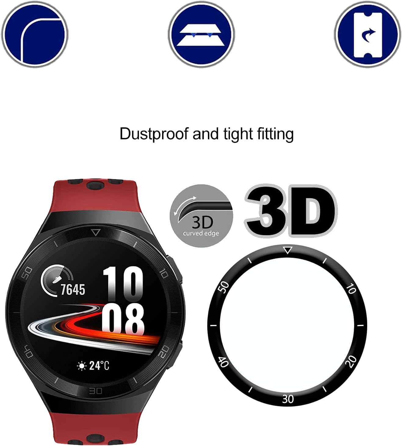 Picture of Huawei GT 2E Smart Watch Screen Protector Glass, Anti-Scratch Ultimate Protection for Your Watch