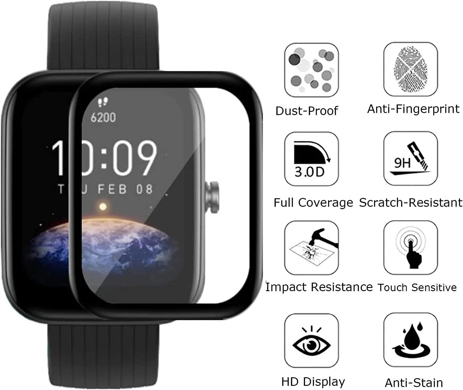 Picture of Xioami Amazfit Bip Smart Watch Screen Protector Glass, Anti-Scratch Ultimate Protection for Your Watch