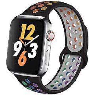 Picture of NEW rainbow colors Strap For Apple Watch band 5 4 3 2 1 Silicone Bracelet 42mm 44mm Strap