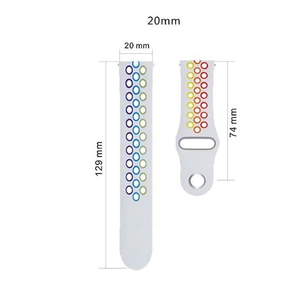 Picture of 20mm Soft Fashion Silicone Replacement Strap-White Rainbow