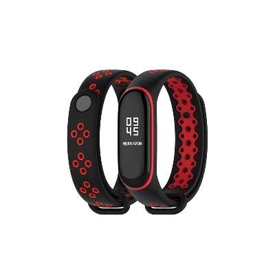Picture of Band 3/4 Wrist Straps Smart Silicone Fashion-Black&Red
