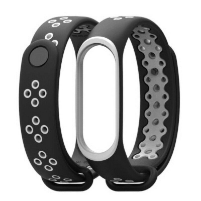 Picture of Band 3/4 Wrist Smart Silicone Fashion Straps-Black&Grey