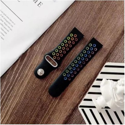 Picture of 22mm Soft Fashion Silicone Replacement Strap-Black Rainbow